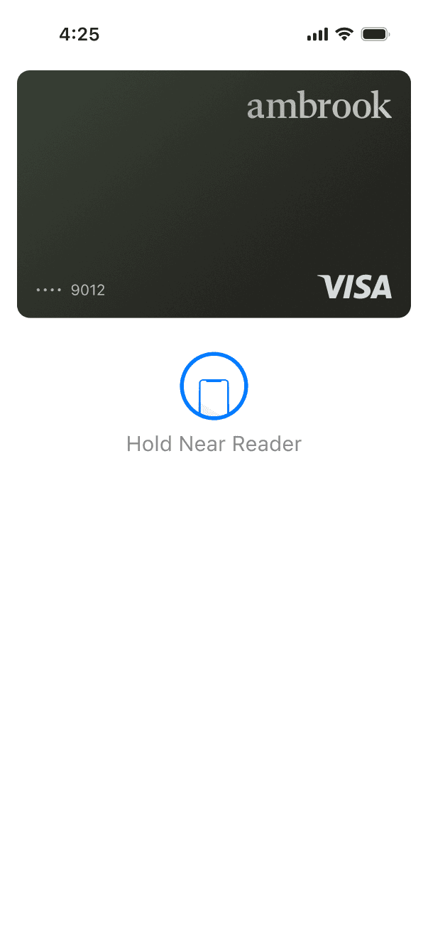 Phone user interface mockup of spending cards on Ambrook