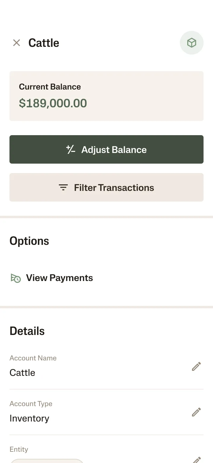 Phone user interface mockup of an inventory item on Ambrook